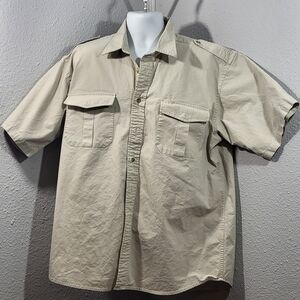 Cabela's Short-Sleeve Button-Front Utility Shirt - Beige
